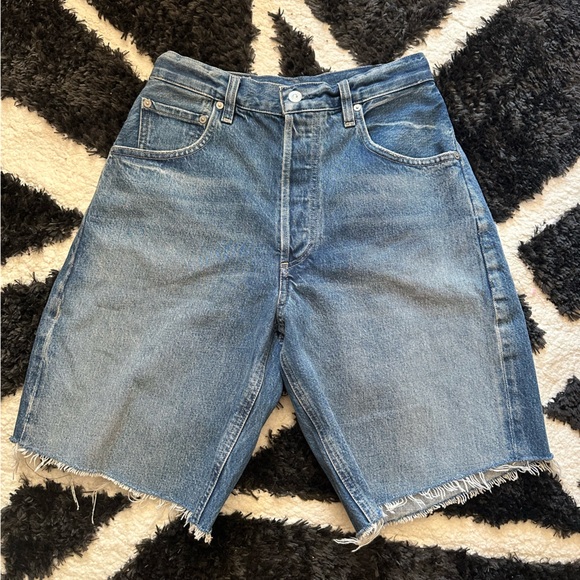 NWT Citizens of Humanity Ayla Shorts Bermuda length Babylonia size 28 raw hem - Picture 8 of 9